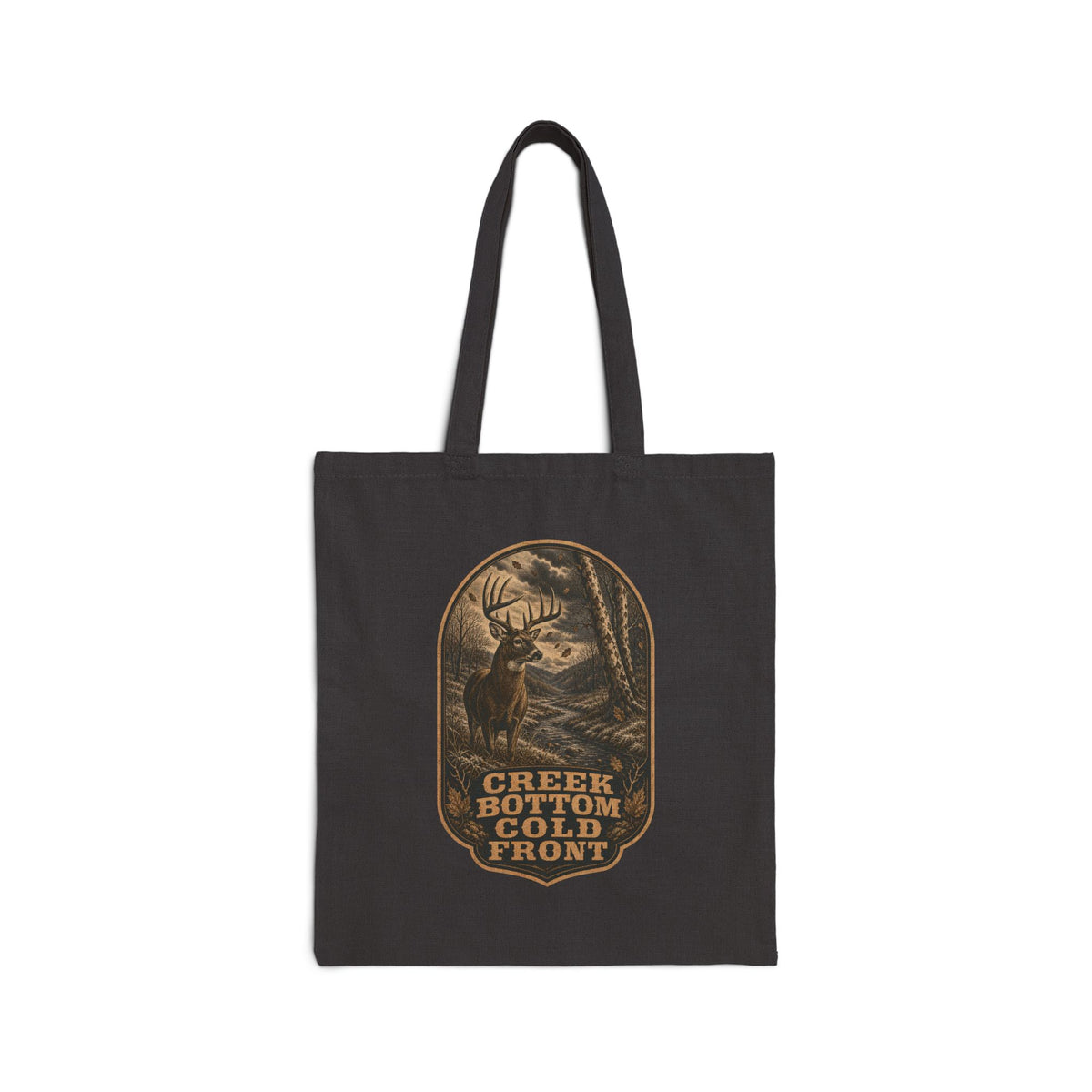 Creek Bottom Cold Front, Whitetail Hunting Canvas Tote Bag