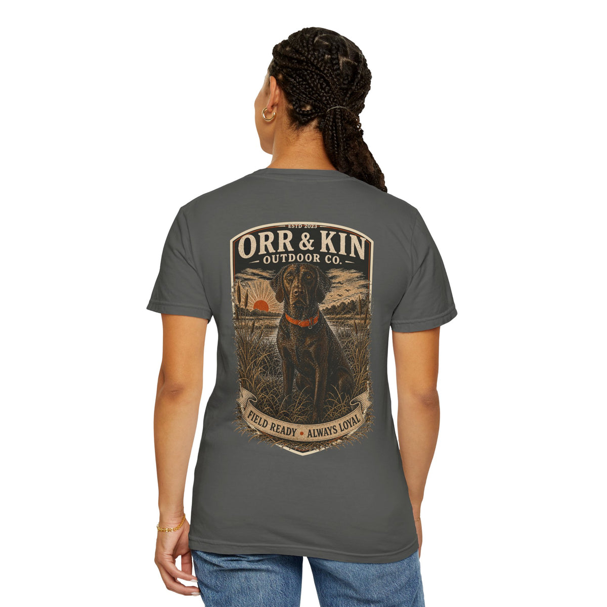 Field Ready Always Loyal, Hunting Dog T-Shirt Back Print