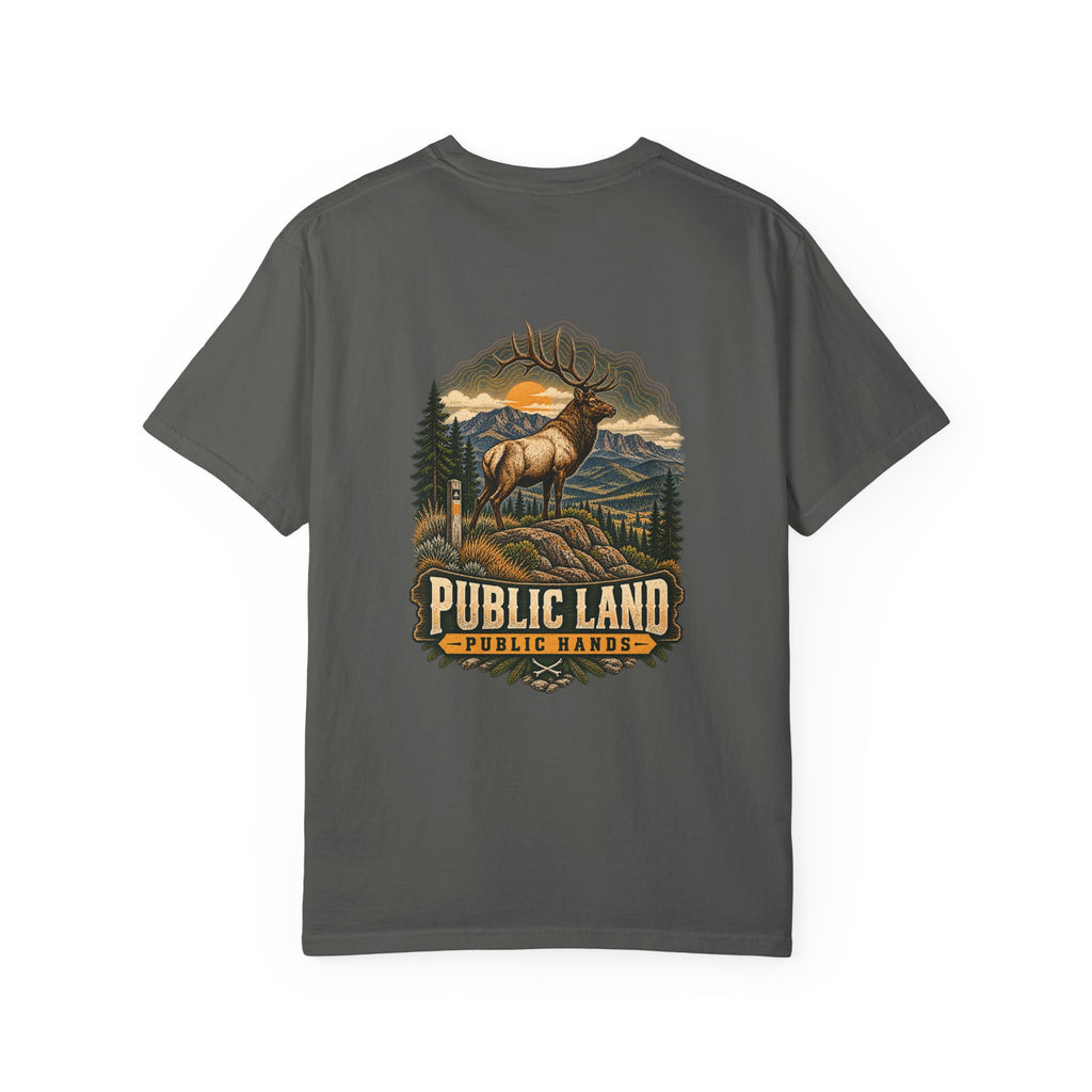 Public Land Elk Illustration T-Shirt | Outdoors Hunting Nature Tee