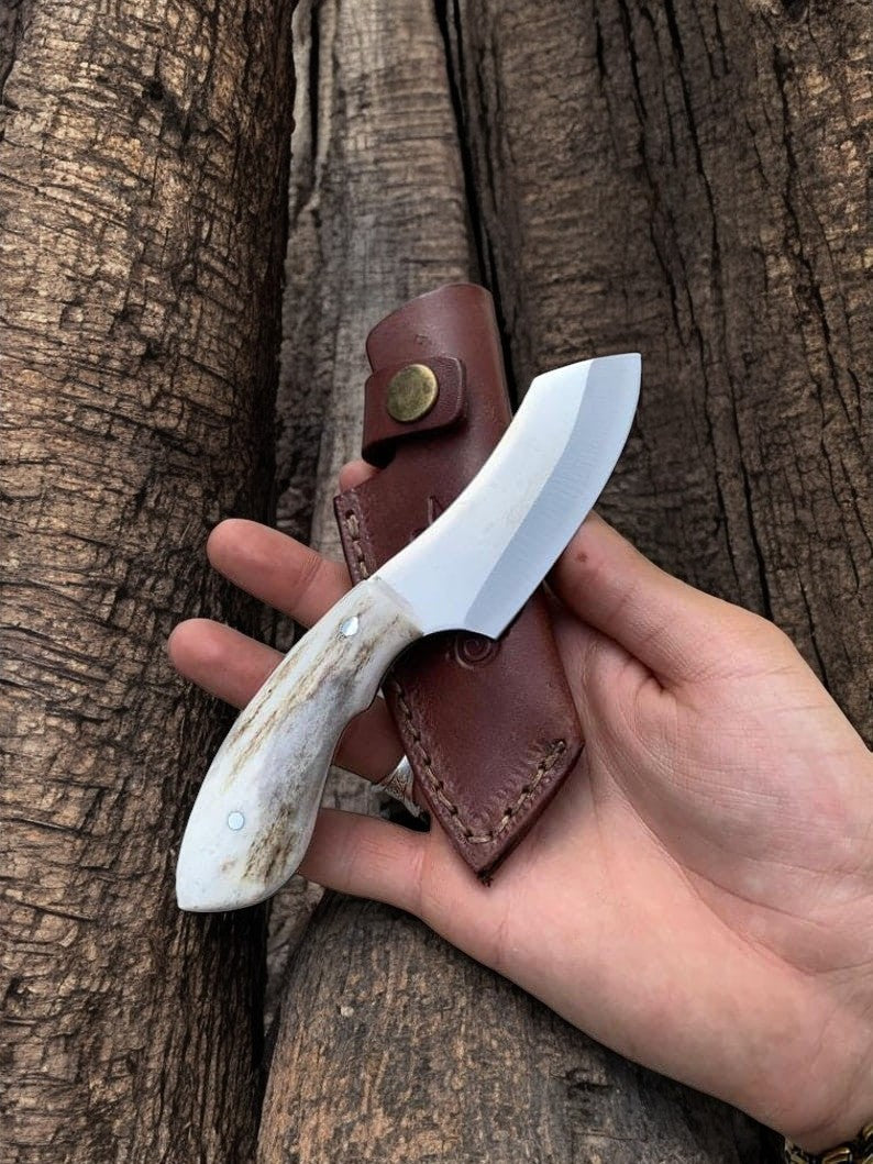 D2 Skinning Knife – Elk Antler Handle