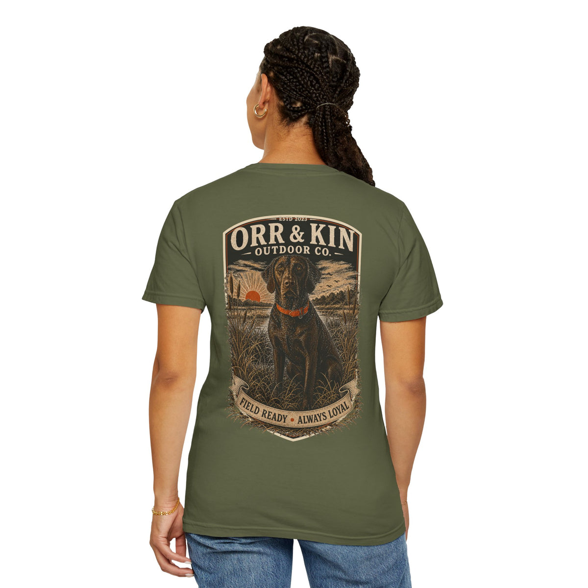 Field Ready Always Loyal, Hunting Dog T-Shirt Back Print