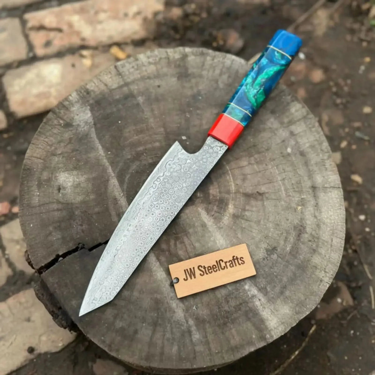 Raindrop Damascus Kiritsuke Chef Knife – 8-Inch Blade